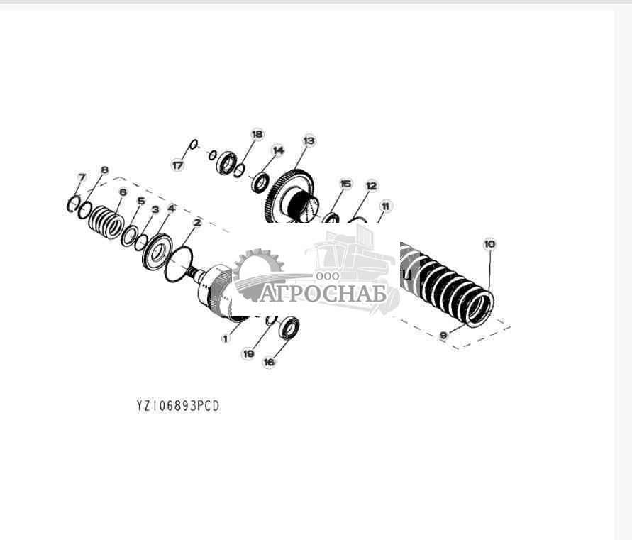 YZ106893 Вал узла муфты пятой ступени 